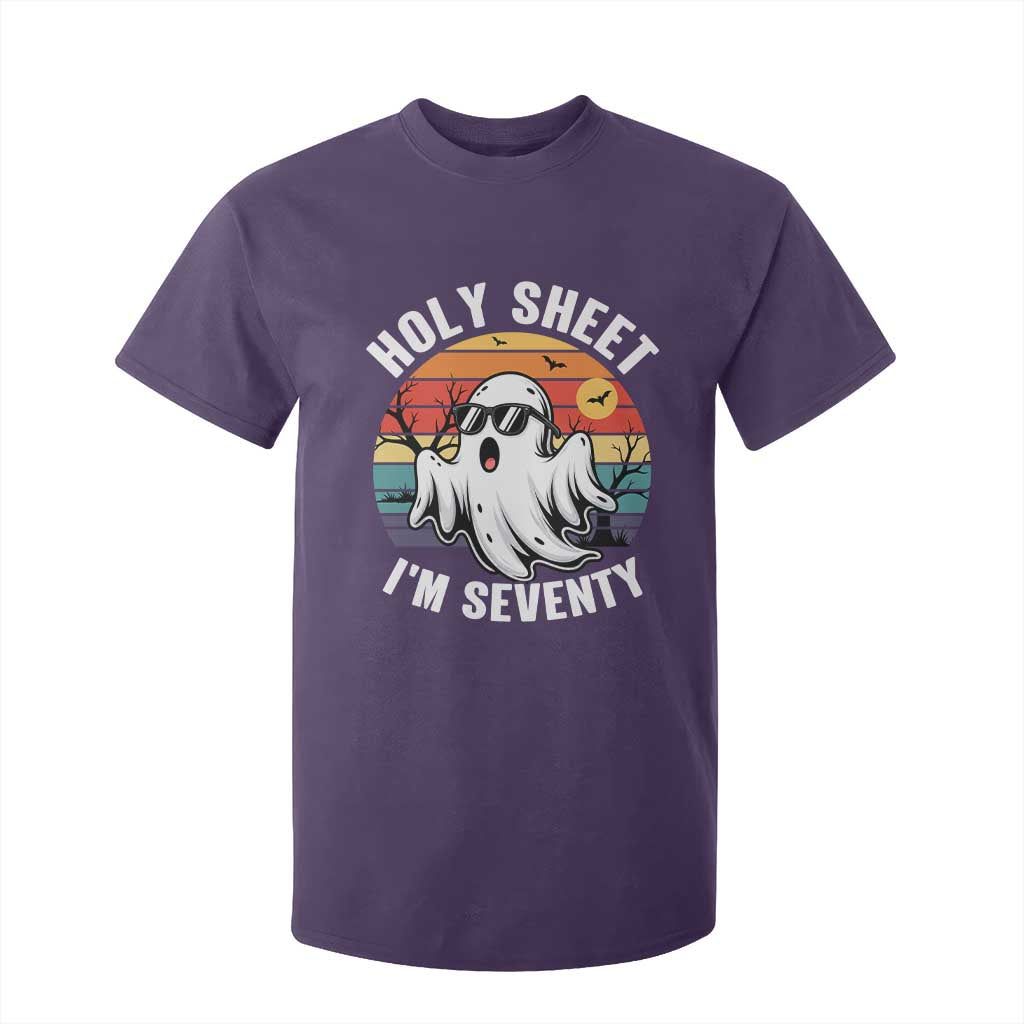 70th Birthday Halloween Ghost T Shirt For Kid Holy Sheet I'm Seventy TS14 Purple Print Your Wear