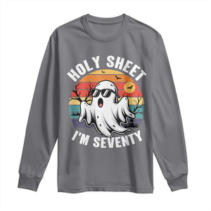70th Birthday Halloween Ghost Long Sleeve Shirt Holy Sheet I'm Seventy TS14 Charcoal Print Your Wear