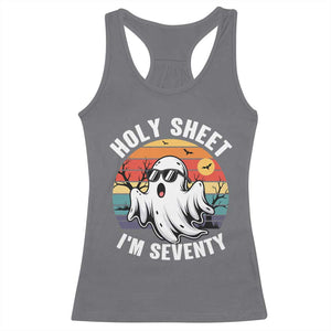 70th Birthday Halloween Ghost Racerback Tank Top Holy Sheet I'm Seventy TS14 Charcoal Print Your Wear