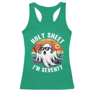 70th Birthday Halloween Ghost Racerback Tank Top Holy Sheet I'm Seventy TS14 Irish Green Print Your Wear