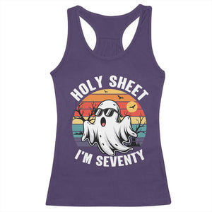 70th Birthday Halloween Ghost Racerback Tank Top Holy Sheet I'm Seventy TS14 Purple Print Your Wear