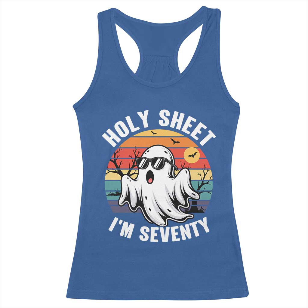 70th Birthday Halloween Ghost Racerback Tank Top Holy Sheet I'm Seventy TS14 Royal Blue Print Your Wear