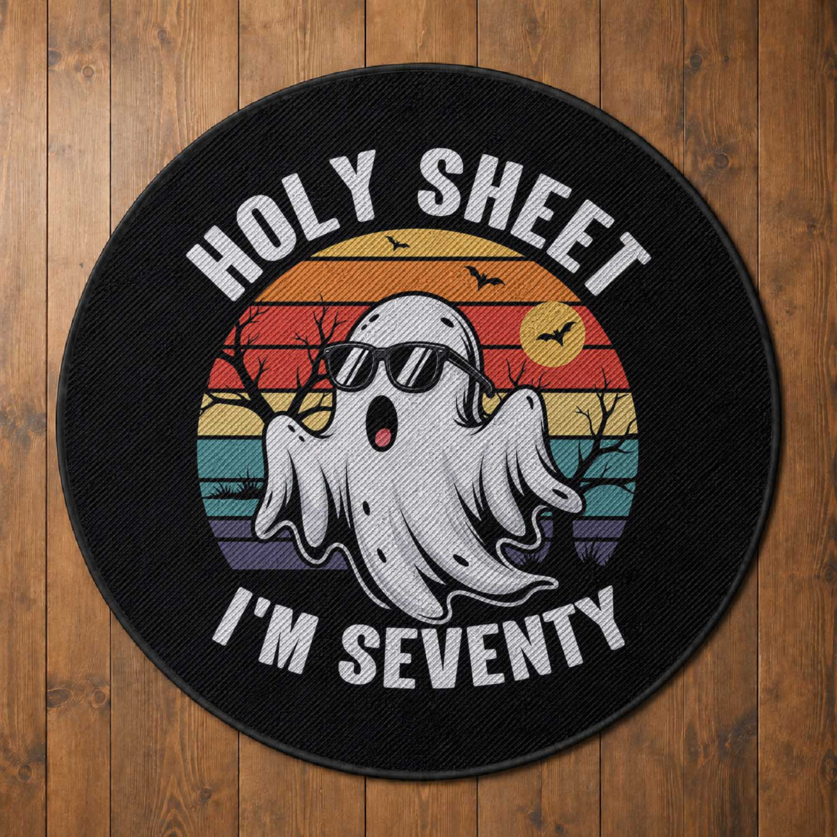 70th Birthday Halloween Ghost Round Rug Holy Sheet I'm Seventy