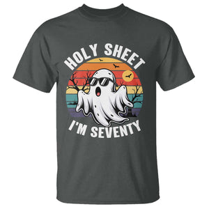 70th Birthday Halloween Ghost T Shirt Holy Sheet I'm Seventy TS14 Dark Heather Print Your Wear