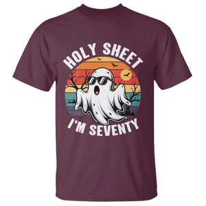 70th Birthday Halloween Ghost T Shirt Holy Sheet I'm Seventy TS14 Maroon Print Your Wear
