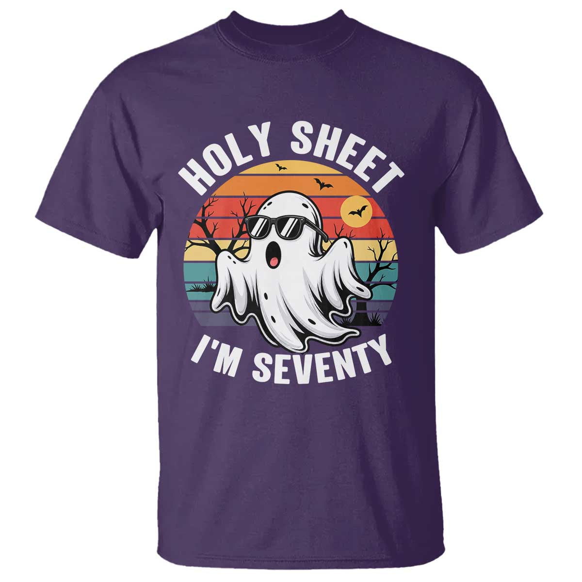 70th Birthday Halloween Ghost T Shirt Holy Sheet I'm Seventy TS14 Purple Print Your Wear