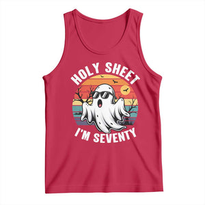 70th Birthday Halloween Ghost Tank Top Holy Sheet I'm Seventy TS14 Red Print Your Wear