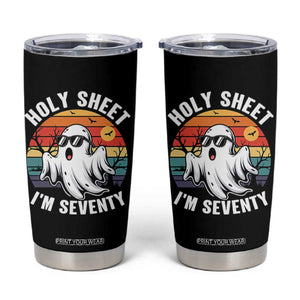 70th Birthday Halloween Ghost Tumbler Cup Holy Sheet I'm Seventy TS14 Black Print Your Wear