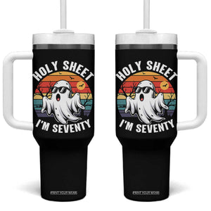 70th Birthday Halloween Ghost Tumbler With Handle Holy Sheet I'm Seventy TS14 One Size: 40 oz Black Print Your Wear