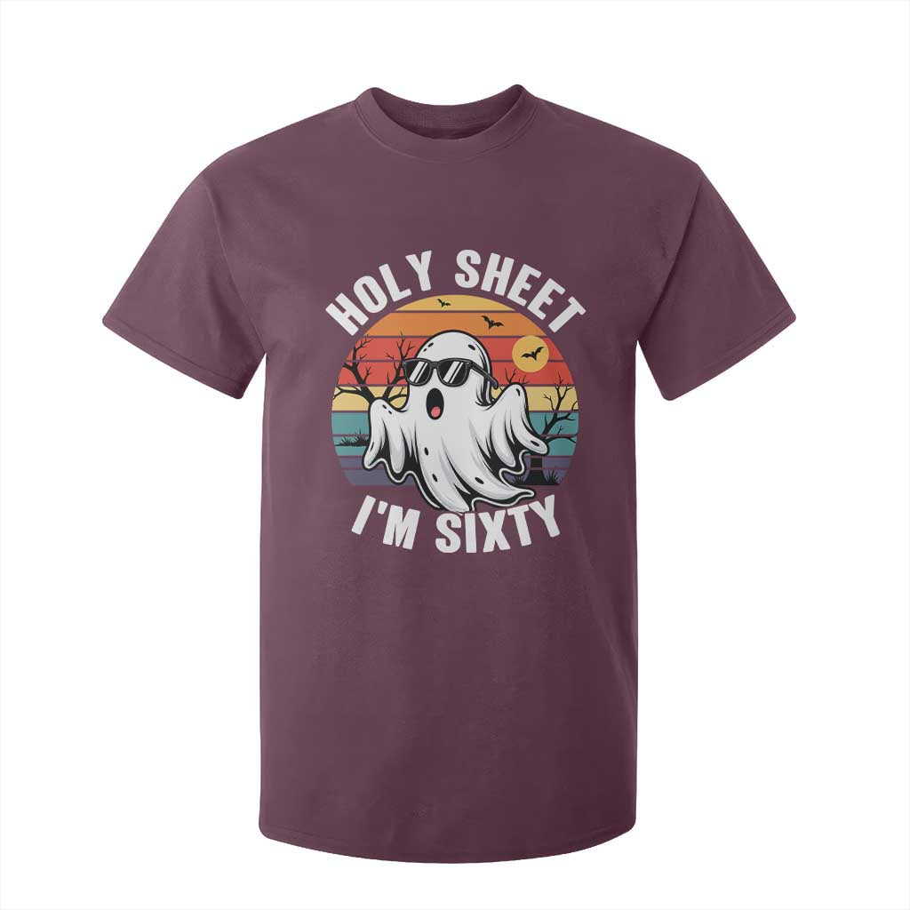 60th Birthday Halloween Ghost T Shirt For Kid Holy Sheet I'm Sixty TS14 Maroon Print Your Wear