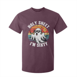 60th Birthday Halloween Ghost T Shirt For Kid Holy Sheet I'm Sixty TS14 Maroon Print Your Wear
