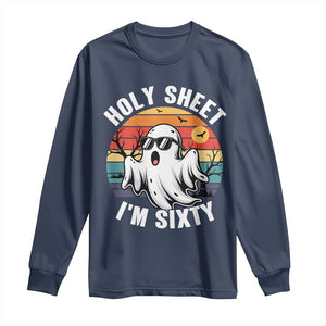 60th Birthday Halloween Ghost Long Sleeve Shirt Holy Sheet I'm Sixty TS14 Navy Print Your Wear