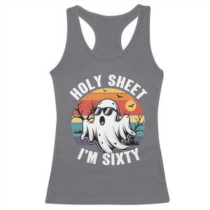 60th Birthday Halloween Ghost Racerback Tank Top Holy Sheet I'm Sixty TS14 Charcoal Print Your Wear