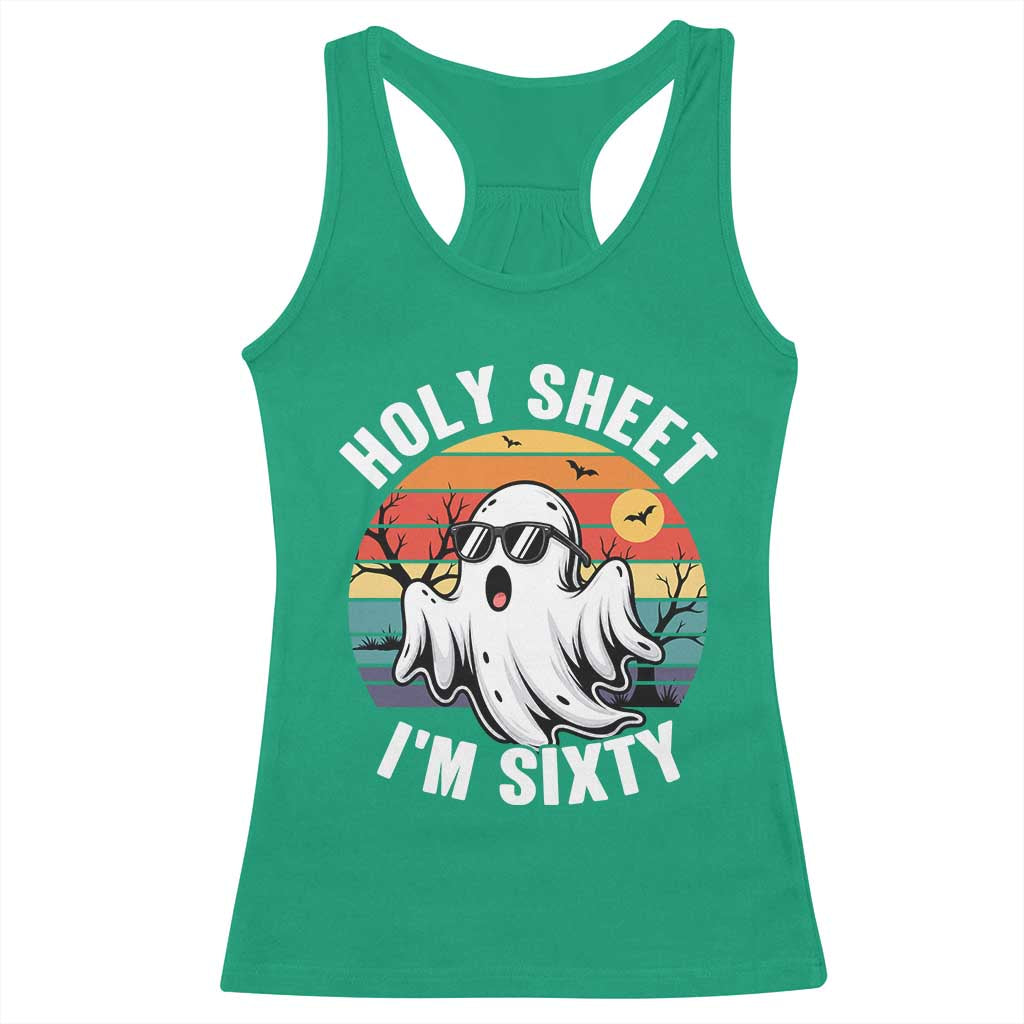 60th Birthday Halloween Ghost Racerback Tank Top Holy Sheet I'm Sixty TS14 Irish Green Print Your Wear