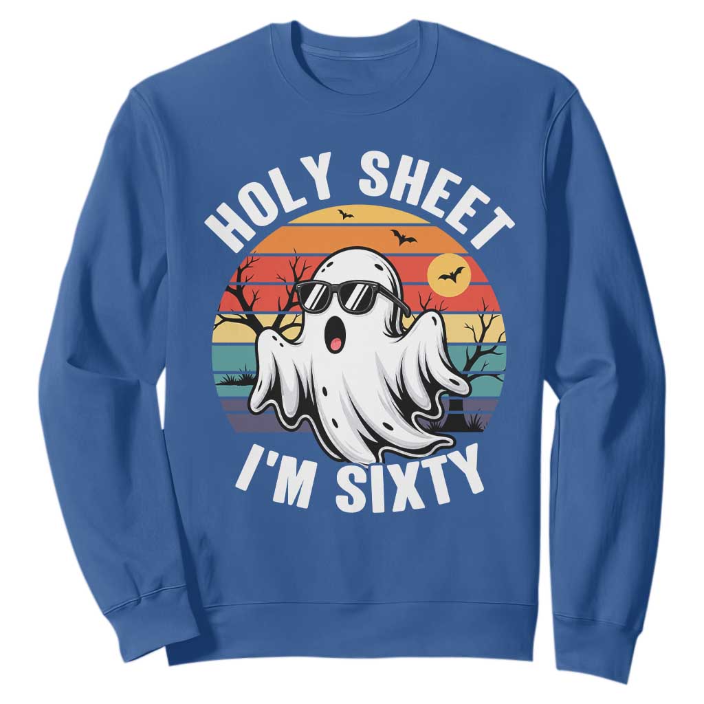 60th Birthday Halloween Ghost Sweatshirt Holy Sheet I'm Sixty TS14 Royal Blue Print Your Wear