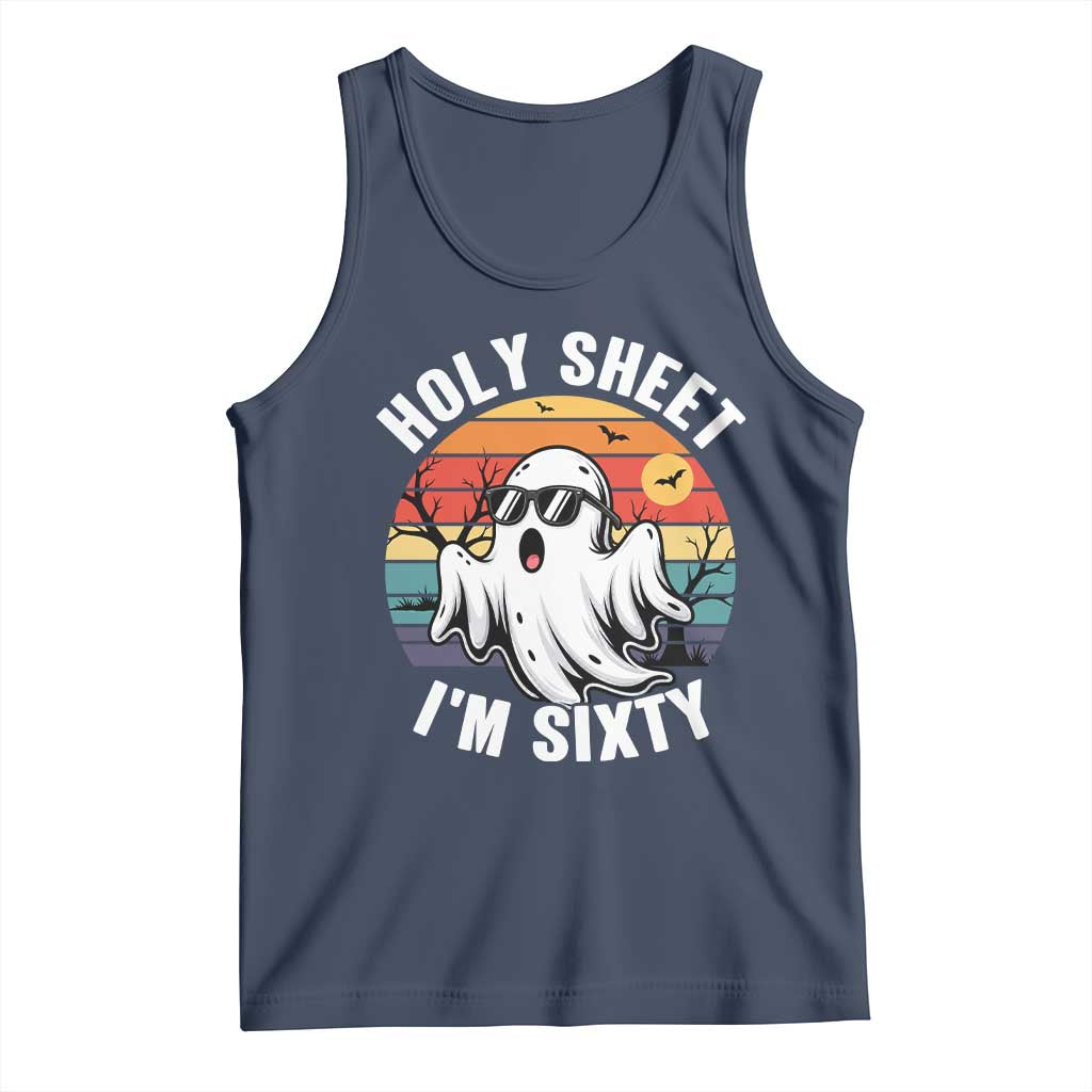 60th Birthday Halloween Ghost Tank Top Holy Sheet I'm Sixty TS14 Navy Print Your Wear