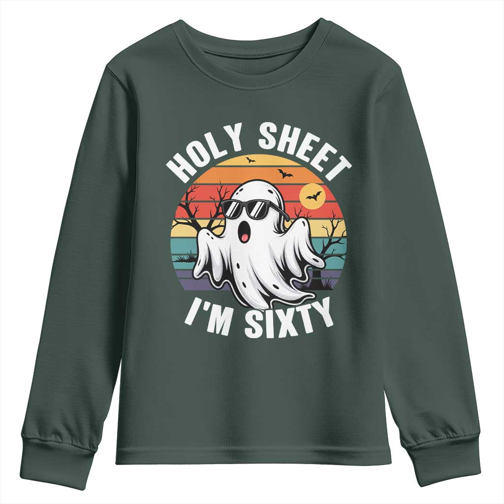60th Birthday Halloween Ghost Youth Sweatshirt Holy Sheet I'm Sixty TS14 Dark Forest Green Print Your Wear