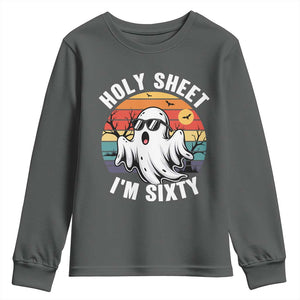 60th Birthday Halloween Ghost Youth Sweatshirt Holy Sheet I'm Sixty TS14 Dark Heather Print Your Wear