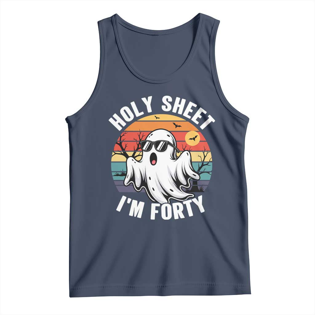 40th Birthday Halloween Ghost Tank Top Holy Sheet I'm Forty TS14 Navy Print Your Wear