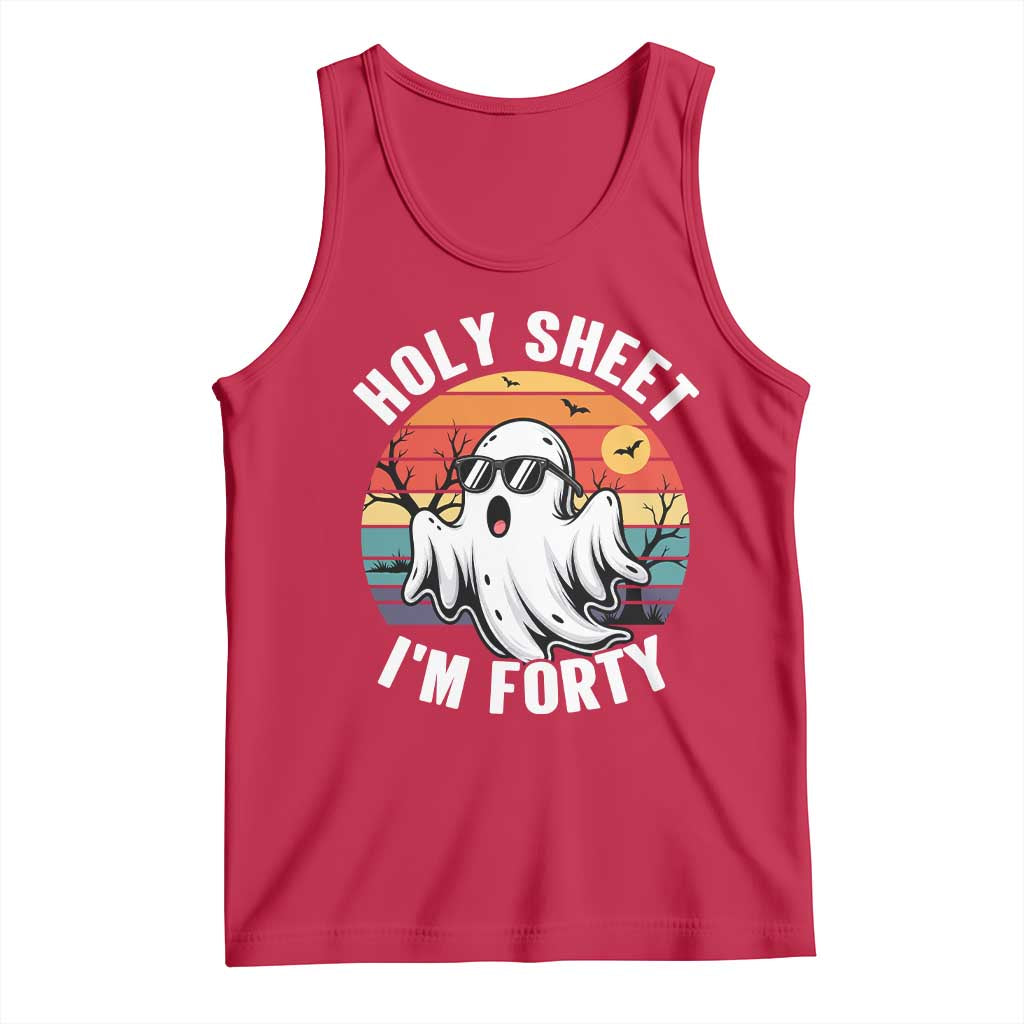 40th Birthday Halloween Ghost Tank Top Holy Sheet I'm Forty TS14 Red Print Your Wear