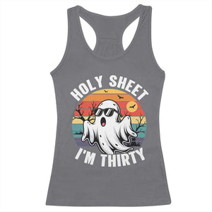 30th Birthday Halloween Ghost Racerback Tank Top Holy Sheet I'm Thirty TS14 Charcoal Print Your Wear
