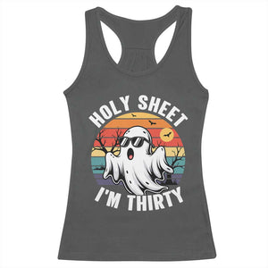 30th Birthday Halloween Ghost Racerback Tank Top Holy Sheet I'm Thirty TS14 Dark Heather Print Your Wear