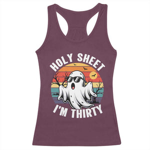 30th Birthday Halloween Ghost Racerback Tank Top Holy Sheet I'm Thirty TS14 Maroon Print Your Wear