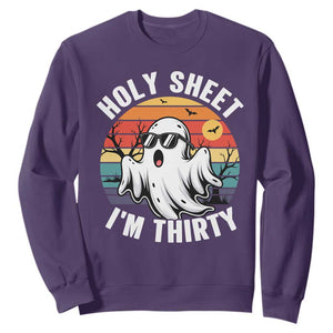 30th Birthday Halloween Ghost Sweatshirt Holy Sheet I'm Thirty TS14 Purple Print Your Wear