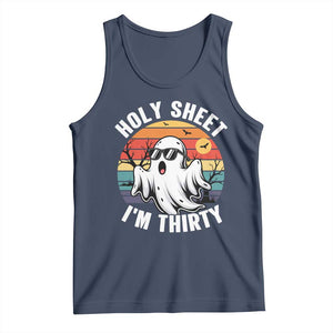30th Birthday Halloween Ghost Tank Top Holy Sheet I'm Thirty TS14 Navy Print Your Wear