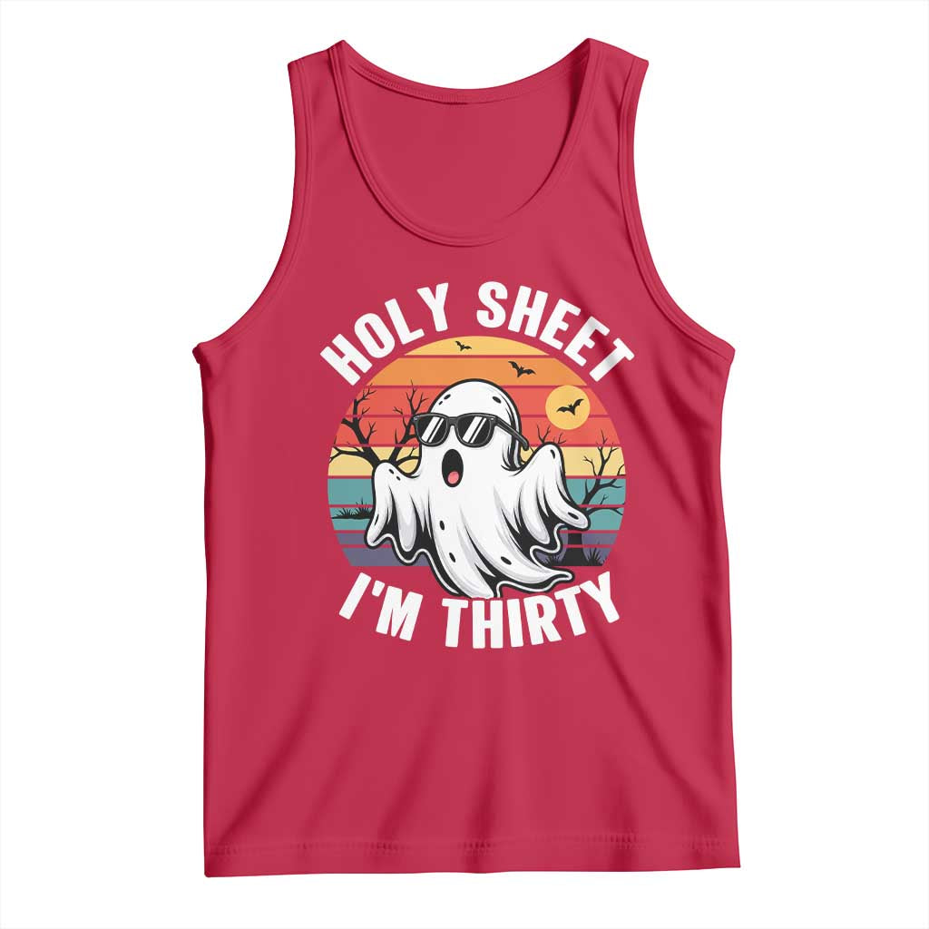 30th Birthday Halloween Ghost Tank Top Holy Sheet I'm Thirty TS14 Red Print Your Wear