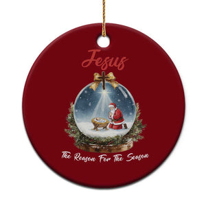 Jesus Santa Xmas Ceramic Ornament The Reason For The Season TS14 1pc Red Print Your Wear