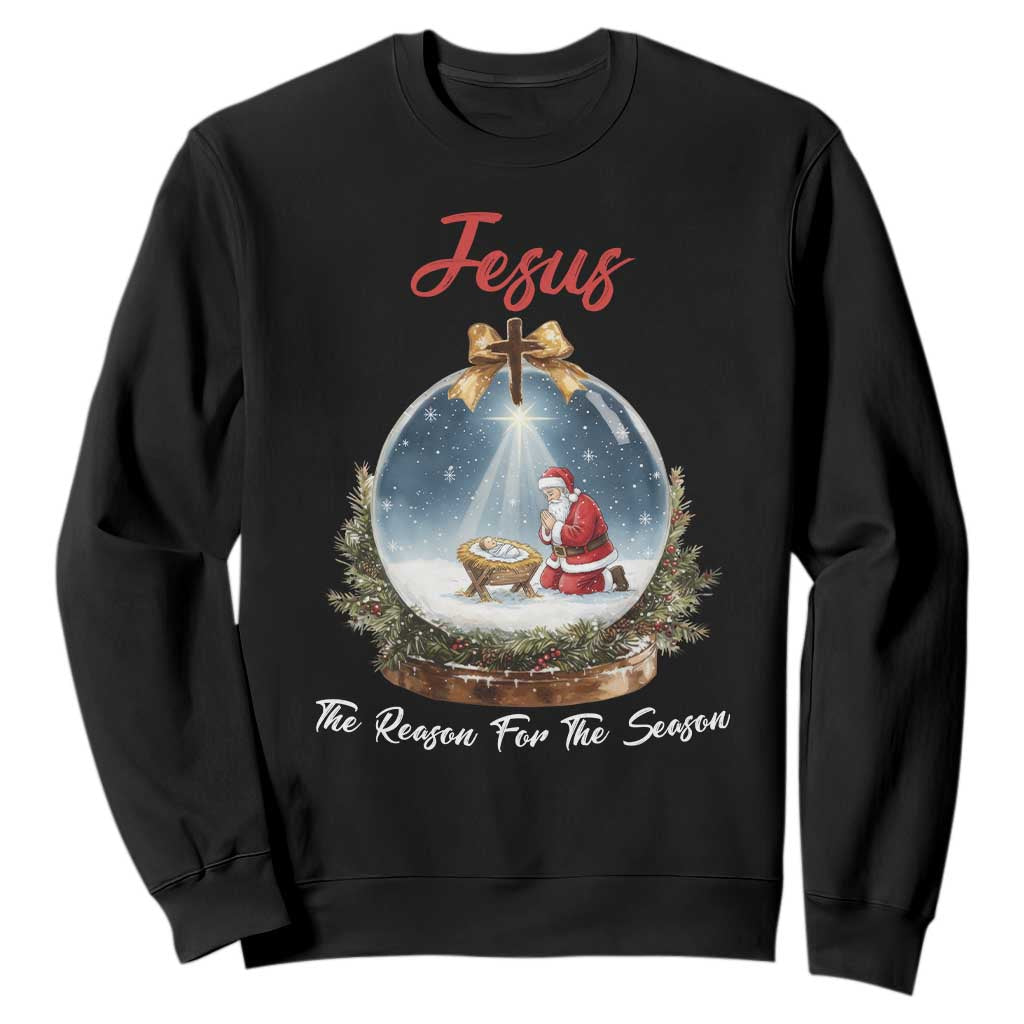 Jesus Santa Christmas Sweatshirt The Reason For The Season TS14 Black Print Your Wear