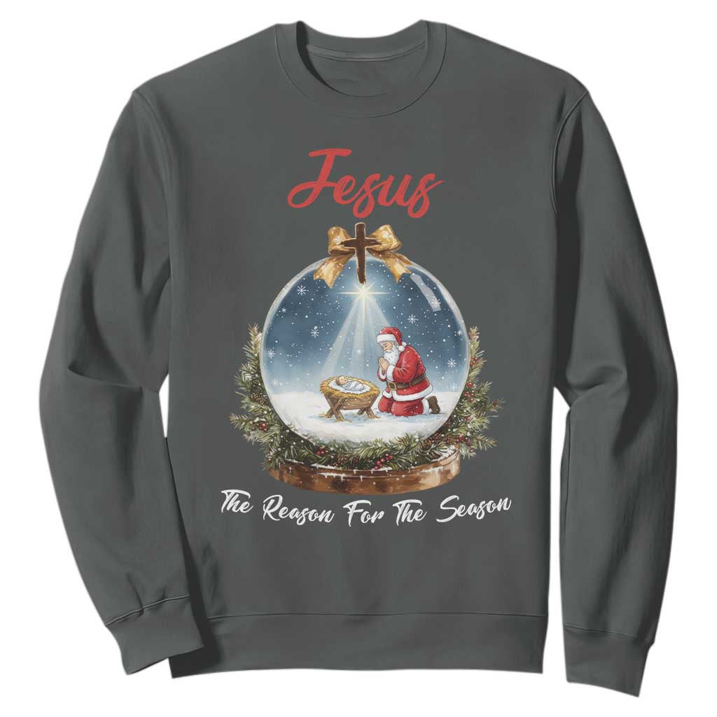 Jesus Santa Christmas Sweatshirt The Reason For The Season TS14 Dark Heather Print Your Wear