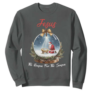 Jesus Santa Christmas Sweatshirt The Reason For The Season TS14 Dark Heather Print Your Wear
