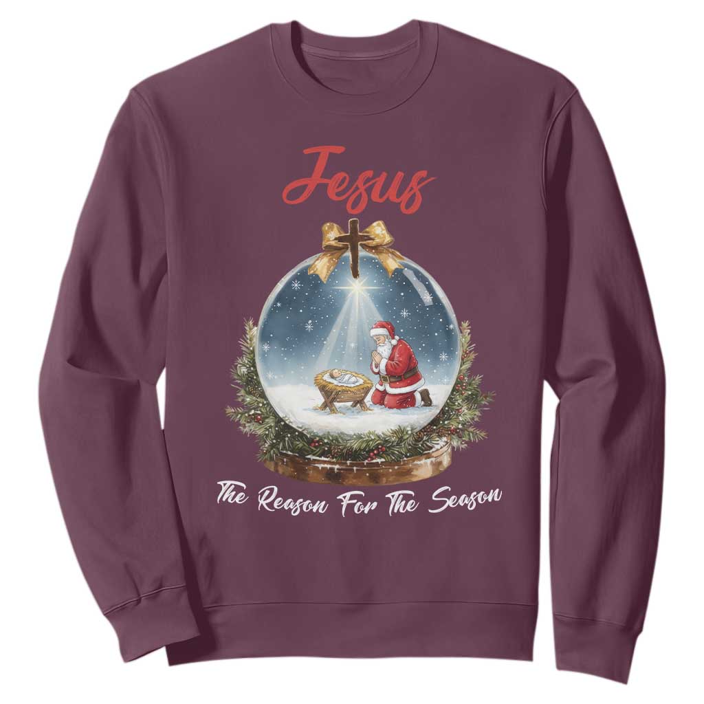 Jesus Santa Christmas Sweatshirt The Reason For The Season TS14 Maroon Print Your Wear