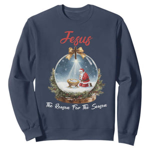 Jesus Santa Christmas Sweatshirt The Reason For The Season TS14 Navy Print Your Wear