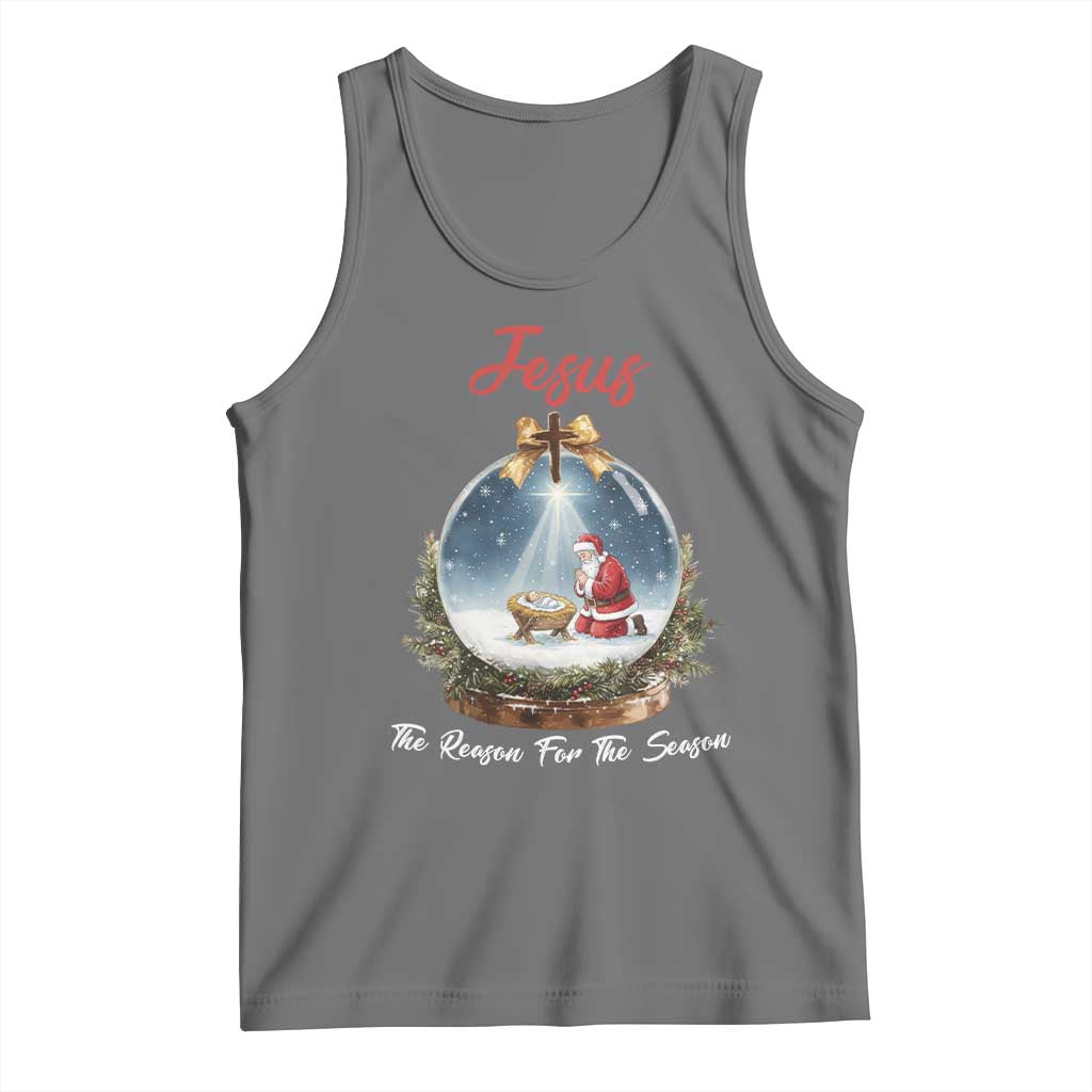 Jesus Santa Christmas Tank Top The Reason For The Season TS14 Black Heather Print Your Wear
