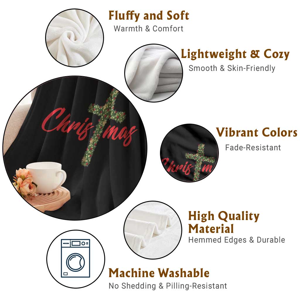 Christian Christmas Throw Blanket Cross Lights Faith TS14 Print Your Wear