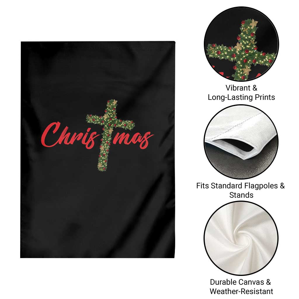 Christian Christmas Garden Flag Cross Lights Faith TS14 Print Your Wear