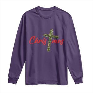 Christian Christmas Long Sleeve Shirt Cross Lights Faith TS14 Purple Print Your Wear