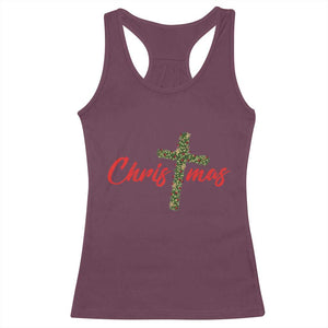 Christian Christmas Racerback Tank Top Cross Lights Faith TS14 Maroon Print Your Wear