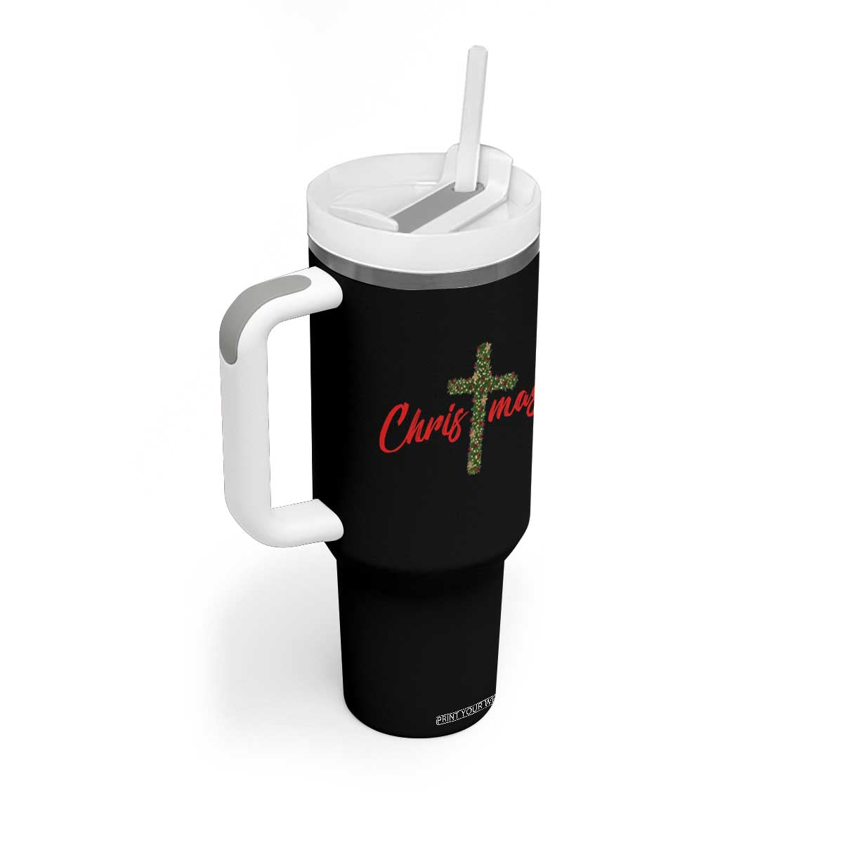 Christian Christmas Tumbler With Handle Cross Lights Faith TS14 Print Your Wear