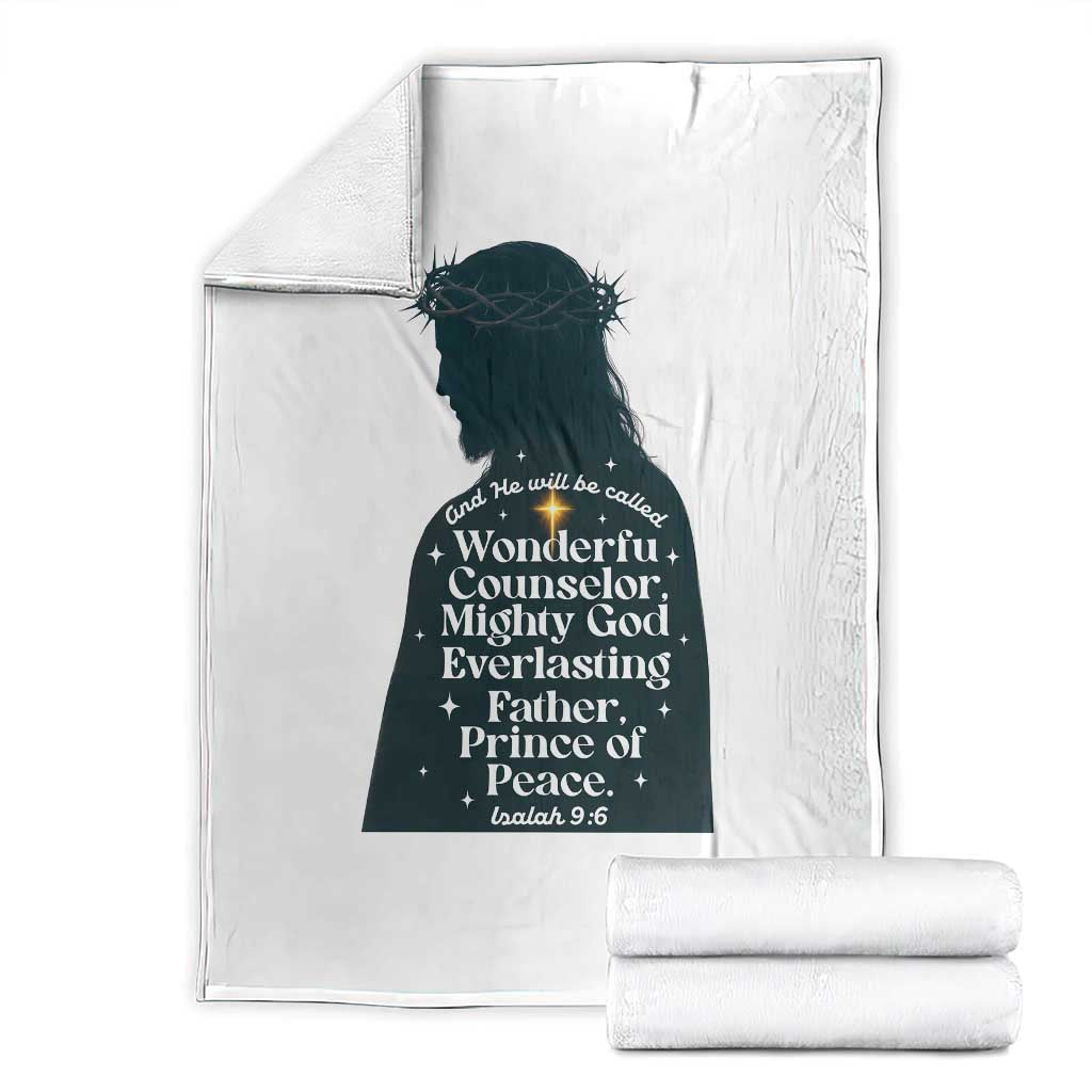 Christian Jesus Throw Blanket Cross Bible Verse Inspirational Isalah 9:6 TS14 White Print Your Wear