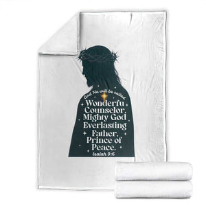 Christian Jesus Throw Blanket Cross Bible Verse Inspirational Isalah 9:6 TS14 White Print Your Wear
