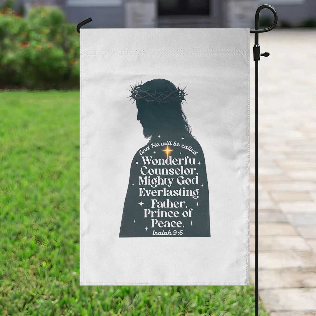 Christian Jesus Garden Flag Cross Bible Verse Inspirational Isalah 9:6 TS14 Print Your Wear
