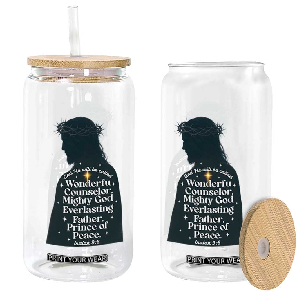 Christian Jesus Glass Can Cross Bible Verse Inspirational Isalah 9:6 TS14 Print Your Wear
