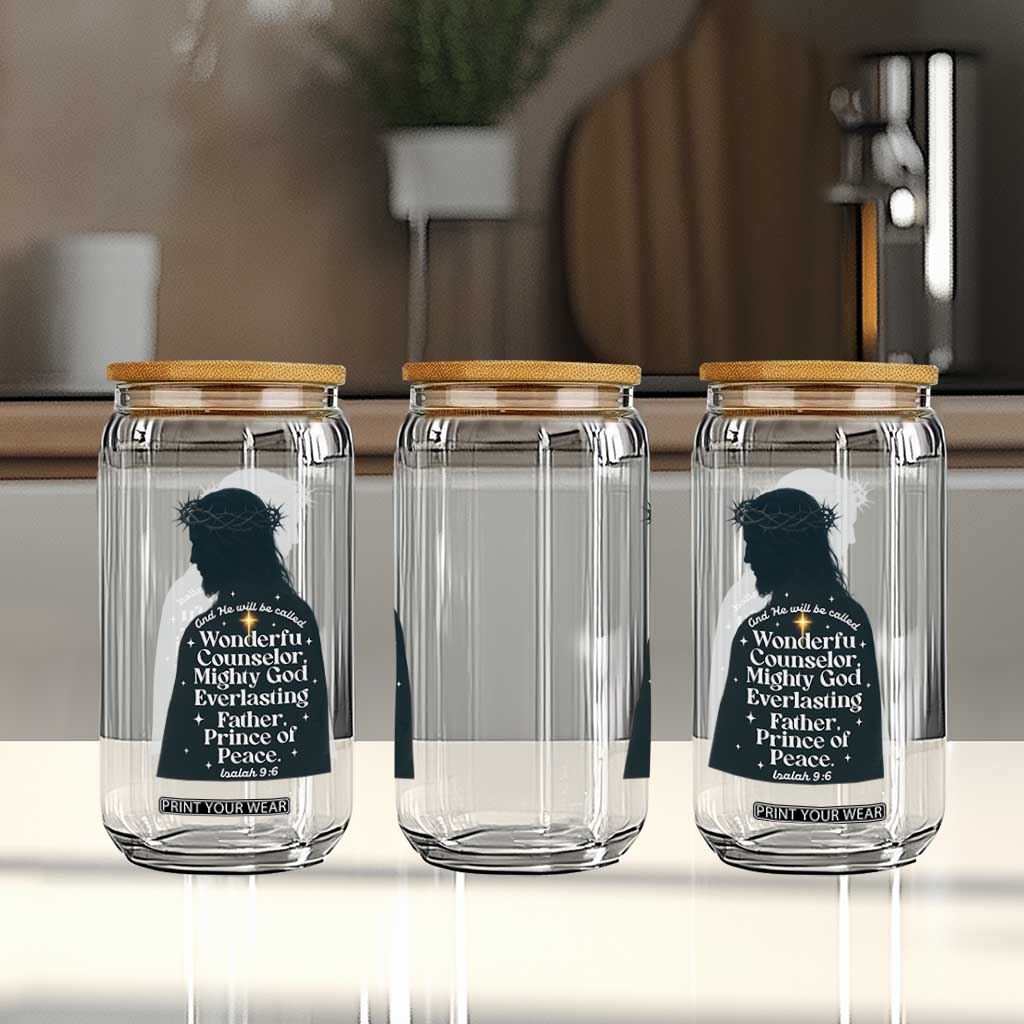 Christian Jesus Glass Can Cross Bible Verse Inspirational Isalah 9:6 TS14 Print Your Wear