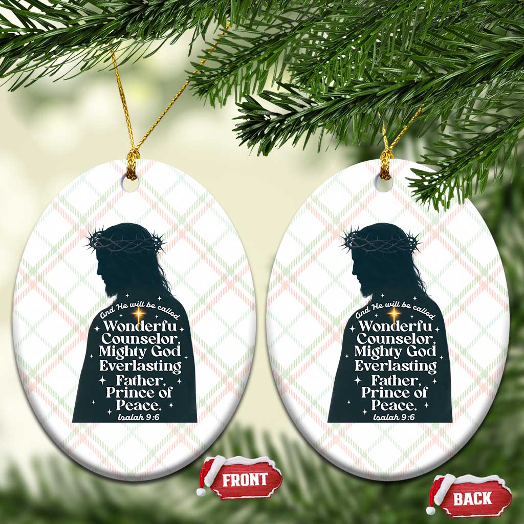 Christian Jesus Ceramic Ornament Cross Bible Verse Inspirational Isalah 9:6 TS14 Print Your Wear