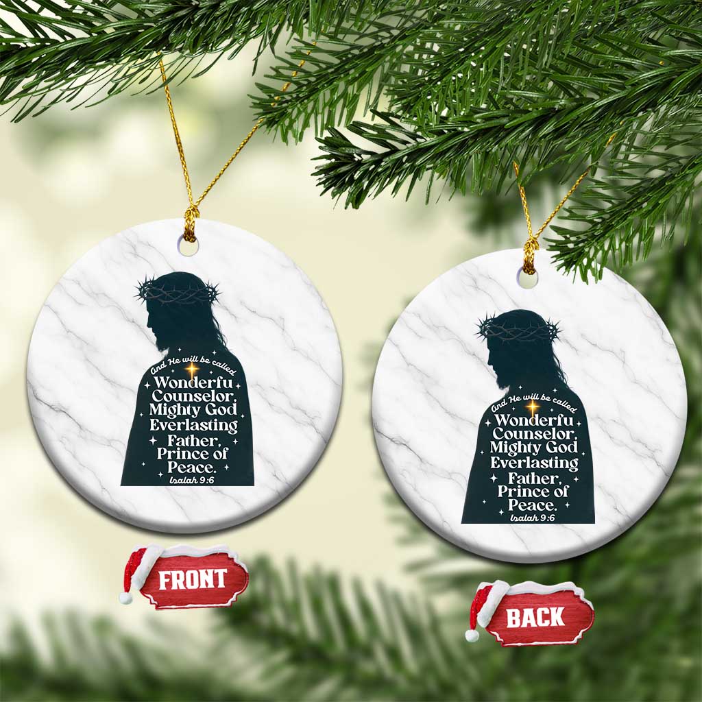 Christian Jesus Ceramic Ornament Cross Bible Verse Inspirational Isalah 9:6 TS14 1pc White Marble Print Your Wear