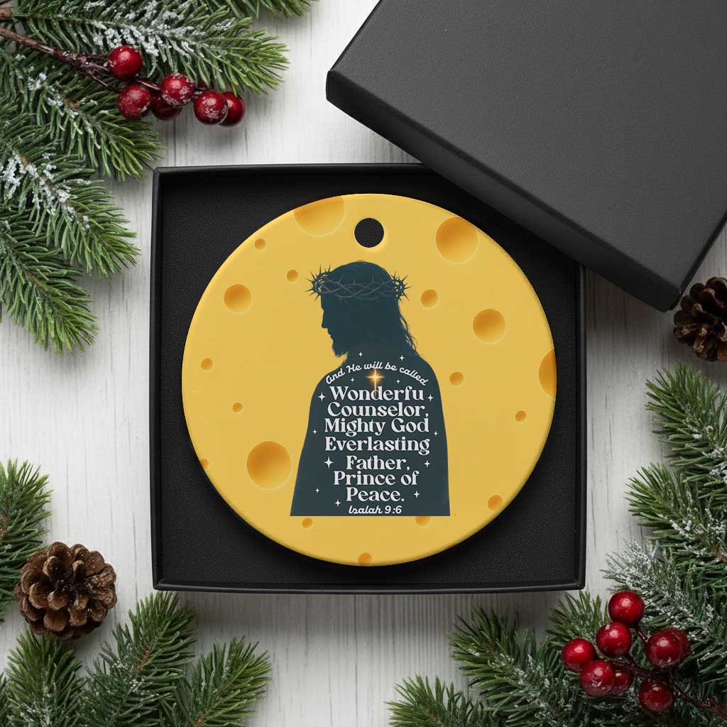 Christian Jesus Ceramic Ornament Cross Bible Verse Inspirational Isalah 9:6 TS14 1pc Yellow Cheese Print Your Wear